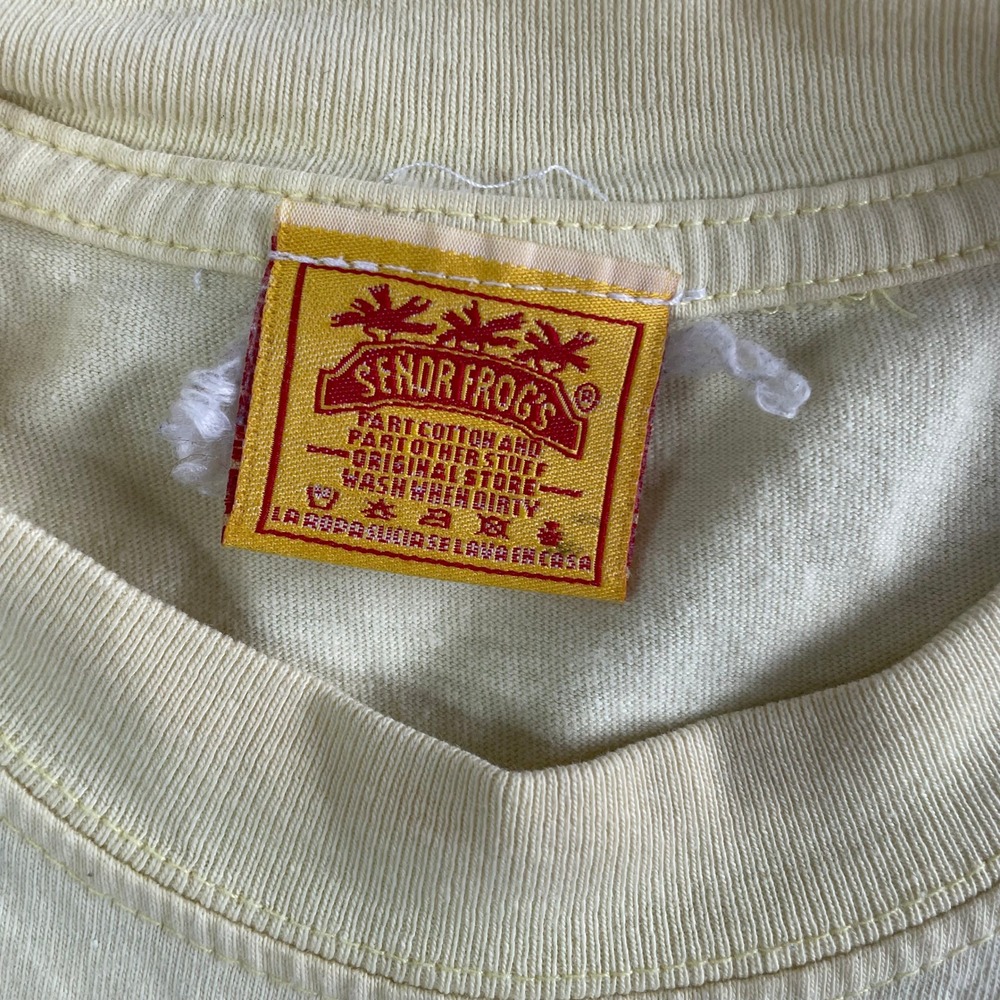 Senor Frog's Graphic T-Shirt Mens XL‎ Yellow Rasta Frog Distressed Vintage Style - Picture 2 of 10